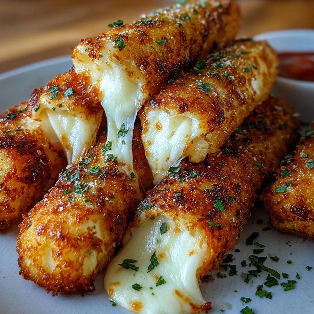 Ultimate Crispy Homemade Mozzarella Sticks with Perfect Golden Coating and Melted Cheese Center - tertiary view